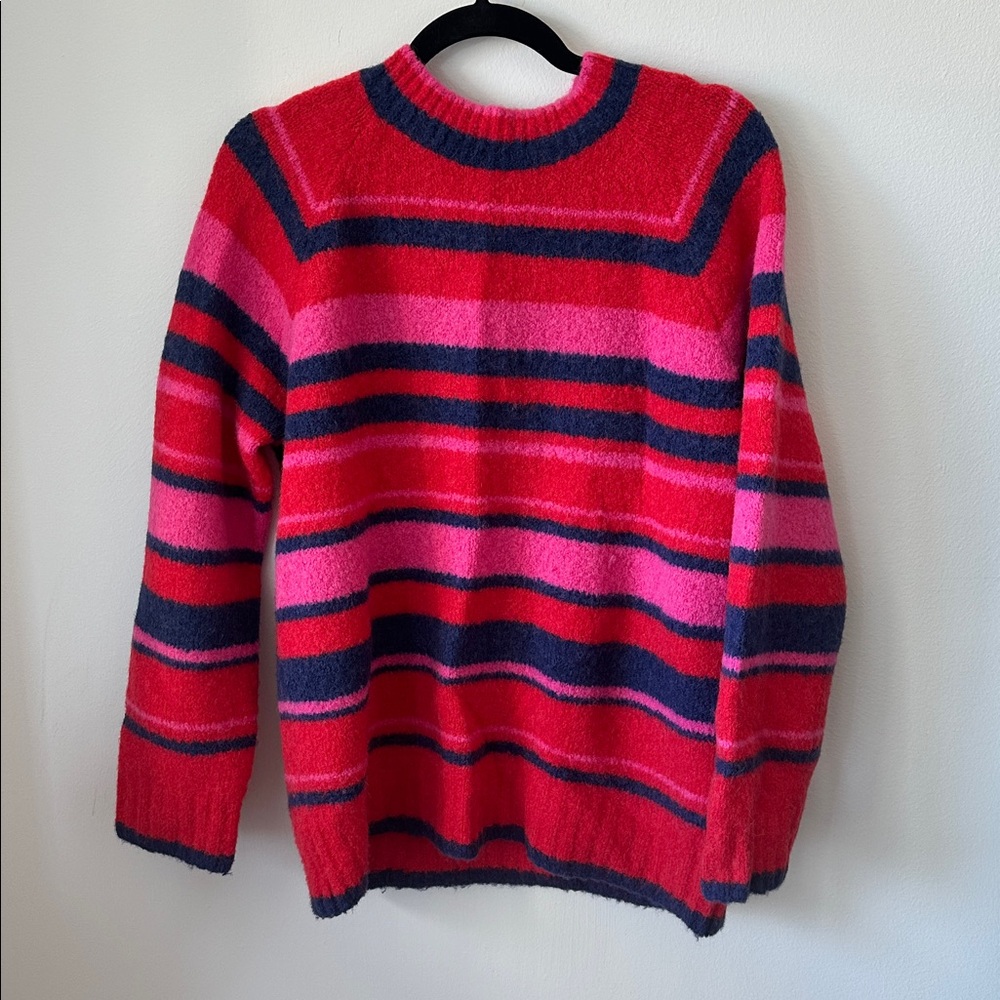 Everlane Red and Pink Striped ALPACA WOOL size S